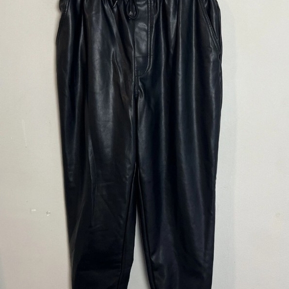Abercrombie & Fitch Black Faux Leather Joggers - Picture 3 of 6
